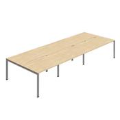 Jemini Six Person Back-to-Back Bench Desk Nova Oak/Silver KF800544 image