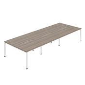 Jemini Six Person Back-to-Back Bench Desk Grey Oak/White KF800557