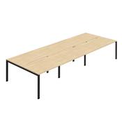 Jemini Six Person Back-to-Back Bench Desk Nova Oak/Black KF800558