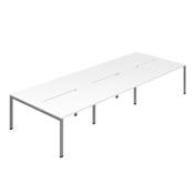 Jemini Six Person Back-to-Back Bench Desk White/Silver KF800563