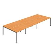 Jemini Six Person Back-to-Back Bench Desk Beech/Silver KF800567