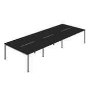 Jemini Six Person Back-to-Back Bench Desk Black/Silver KF800570 image