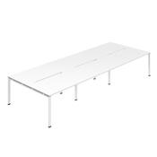 Jemini Six Person Back-to-Back Bench Desk White/White KF800581 image