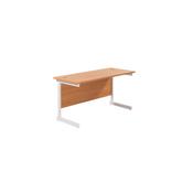 Jemini Single Rectangular Desk 1400x600x730mm Beech/White KF800587 image