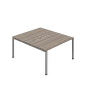 Jemini Two Person Back-to-Back Bench Desk Grey Oak/Silver KF800590