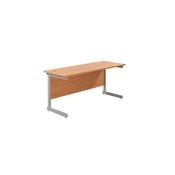 Jemini Single Rectangular Desk 1600x600x730mm Beech/Silver KF800648 image
