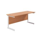Jemini Single Rectangular Desk 1600x600x730mm Beech/White KF800703 image