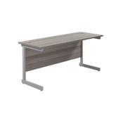Jemini Single Rectangular Desk 1800x600x730mm Grey Oak/Silver KF800772 image