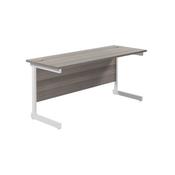 Jemini Single Rectangular Desk 1800x600x730mm Grey Oak/White KF800834 image