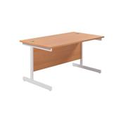 Jemini Single Rectangular Desk 1400x800x730mm Beech/White KF801189 image