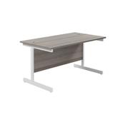 Jemini Single Rectangular Desk 1400x800x730mm Grey Oak/White KF801195 image
