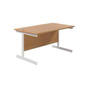 Jemini Single Rectangular Desk 1400x800x730mm Nova Oak/White KF801200 image