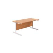 Jemini Single Rectangular Desk 1600x800x730mm Beech/White KF801306 image