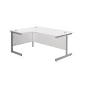 Jemini Radial Left Hand Cantilever Desk 1600x1200x730mm White/Silver KF801756