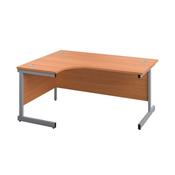 First Radial Left Hand Desk 1800x1200x730mm Beech/Silver KF803133 image
