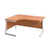 First Radial Left Hand Desk 1800x1200x730mm Beech/White KF803195 image