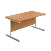 First Rectangular Cantilever Desk 1400x800x730mm Nova Oak/White KF803416 image