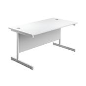 First Rectangular Cantilever Desk 1400x800x730mm White/White KF803423 image