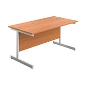 First Rectangular Cantilever Desk 1600x800x730mm Beech/White KF803461 image