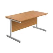 First Rectangular Cantilever Desk 1600x800x730mm Nova Oak/White KF803478 image