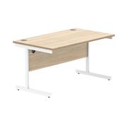 Astin Rectangular Single Upright Cantilever Desk 1400x800x730mm Canadian Oak/Arctic White KF803487 image