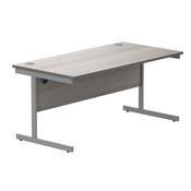 Astin Rectangular Single Upright Cantilever Desk 1600x800x730mm Alaskan Grey Oak/Silver KF803697
