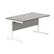 Astin Rectangular Single Upright Cantilever Desk 1400x800x730 Alaskan Grey Oak/Arctic White KF803747 image