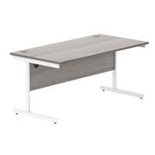 Astin Rectangular Single Upright Cantilever Desk 1600x800x730 Alaskan Grey Oak/Arctic White KF803767 image