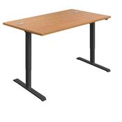 First Economy Single Motor Sit/Stand Desk 1400x800x705-1220mm Nova Oak/Black KF803925