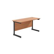 Jemini Rectangular Single Upright Cantilever Desk 1400x600x730mm Beech/Black KF803997 image