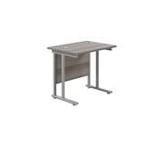 Jemini Double Upright Rectangular Desk 800x600x730mm Grey Oak/Silver KF806097 image