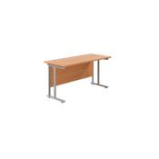 Jemini Rectangular Cantilever Desk 1400x600x730mm Beech/Silver KF806325 image