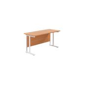 Jemini Rectangular Cantilever Desk 1400x600x730mm Beech/White KF806387 image