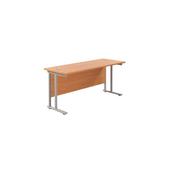Jemini Rectangular Cantilever Desk 1600x600x730mm Beech/Silver KF806448 image
