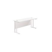 Jemini Rectangular Cantilever Desk 1600x600x730mm Grey Oak/Silver KF806455