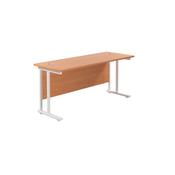 Jemini Rectangular Cantilever Desk 1600x600x730mm Beech/White KF806509 image