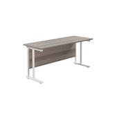 Jemini Rectangular Cantilever Desk 1800x600x730mm Grey Oak/White KF806639 image