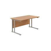 Jemini Rectangular Cantilever Desk 1200x800x730mm Nova Oak/Silver KF806820