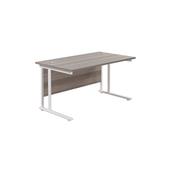 Jemini Rectangular Cantilever Desk 1400x800x730mm Grey Oak/White KF806998