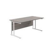 Jemini Rectangular Cantilever Desk 1800x800x730mm Grey Oak/White KF807230 image