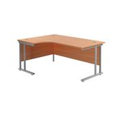 Jemini Radial Left Hand Cantilever Desk 1600x1200x730mm Beech/Silver KF807520 image