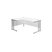 Jemini Radial Left Hand Cantilever Desk 1600x1200x730mm White/Silver KF807551