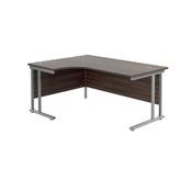 Jemini Radial Left Hand Cantilever Desk 1600x1200x730mm Dark Walnut/Silver KF807575