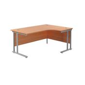 Jemini Radial Right Hand Cantilever Desk 1600x1200x730mm Beech/Silver KF807582 image