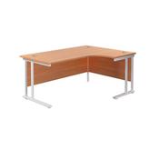 Jemini Radial Right Hand Cantilever Desk 1600x1200x730mm Beech/White KF807704 image