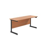 Jemini Rectangular Single Upright Cantilever Desk 1600x600x730mm Beech/Black KF810797 image