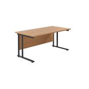 Jemini Rectangular Single Upright Cantilever Desk 1600x800x730mm Nova Oak/Black KF810919