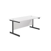 Jemini Rectangular Single Upright Cantilever Desk 1600x800x730mm White/Black KF810926