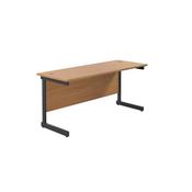 Jemini Rectangular Single Upright Cantilever Desk 1800x600x730mm Nova Oak/Black KF815143