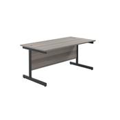 Jemini Rectangular Single Upright Cantilever Desk 1800x800x730mm Grey Oak/Black KF819431